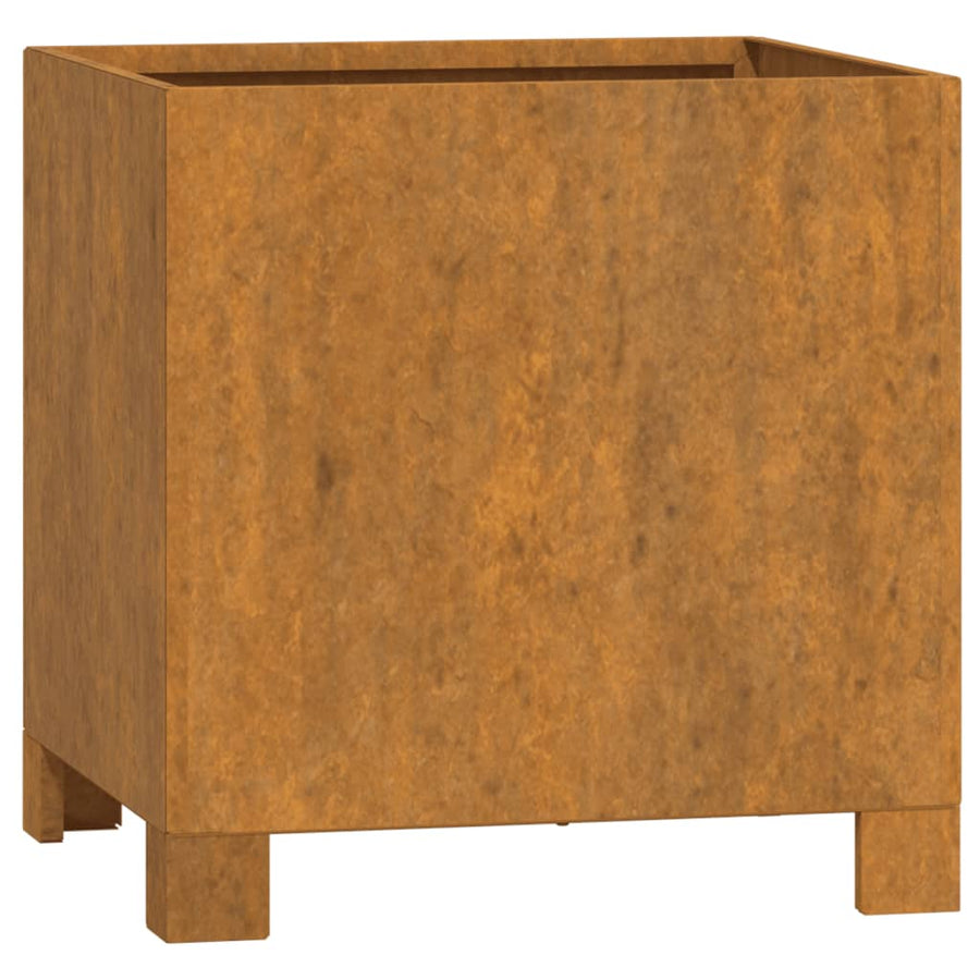 Plantenbakken met poten 2 st roestig 30x30x30 cm cortenstaal