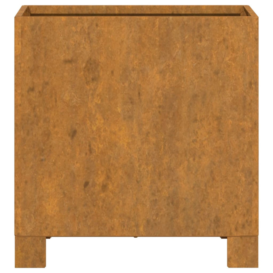 Plantenbakken met poten 2 st roestig 30x30x30 cm cortenstaal