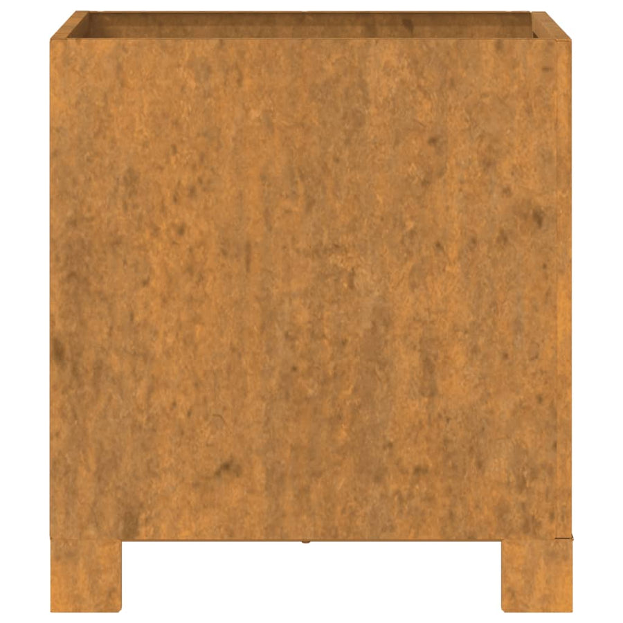 Plantenbakken met poten 2 st roestig 30x30x30 cm cortenstaal