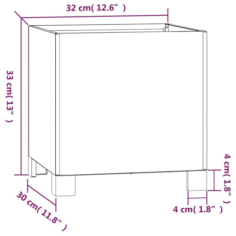 Plantenbakken met poten 2 st roestig 30x30x30 cm cortenstaal