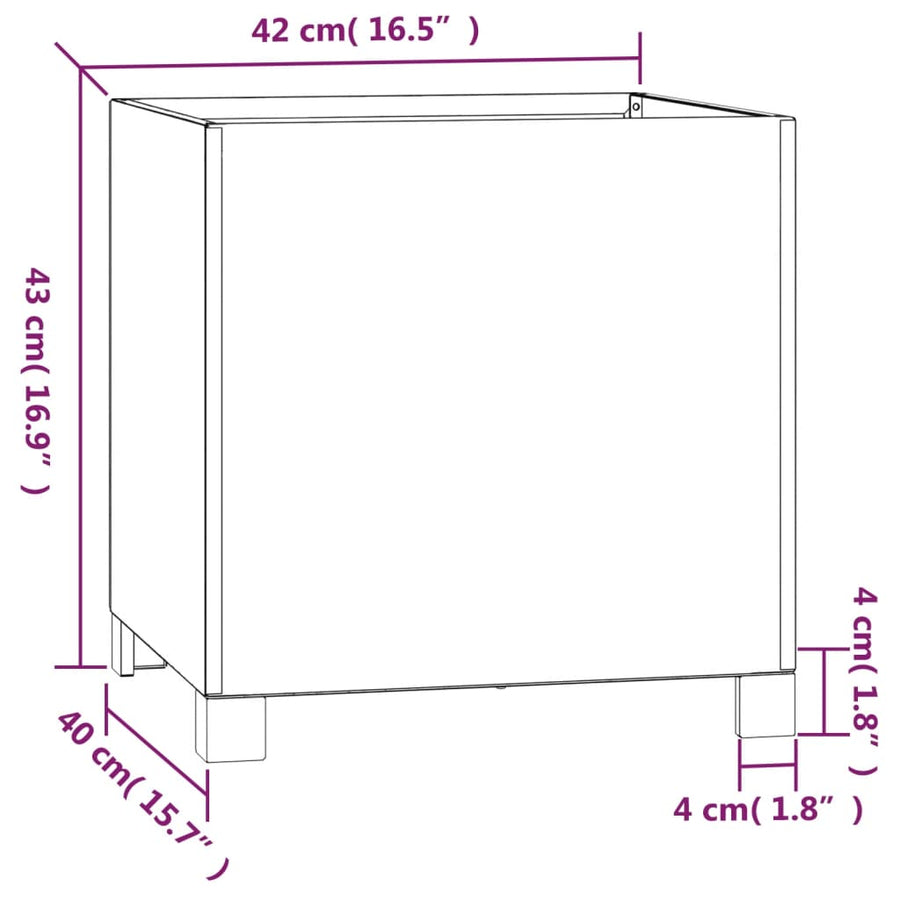 Plantenbak Met Poten Roestig 42X40X43 Cm Cortenstaal