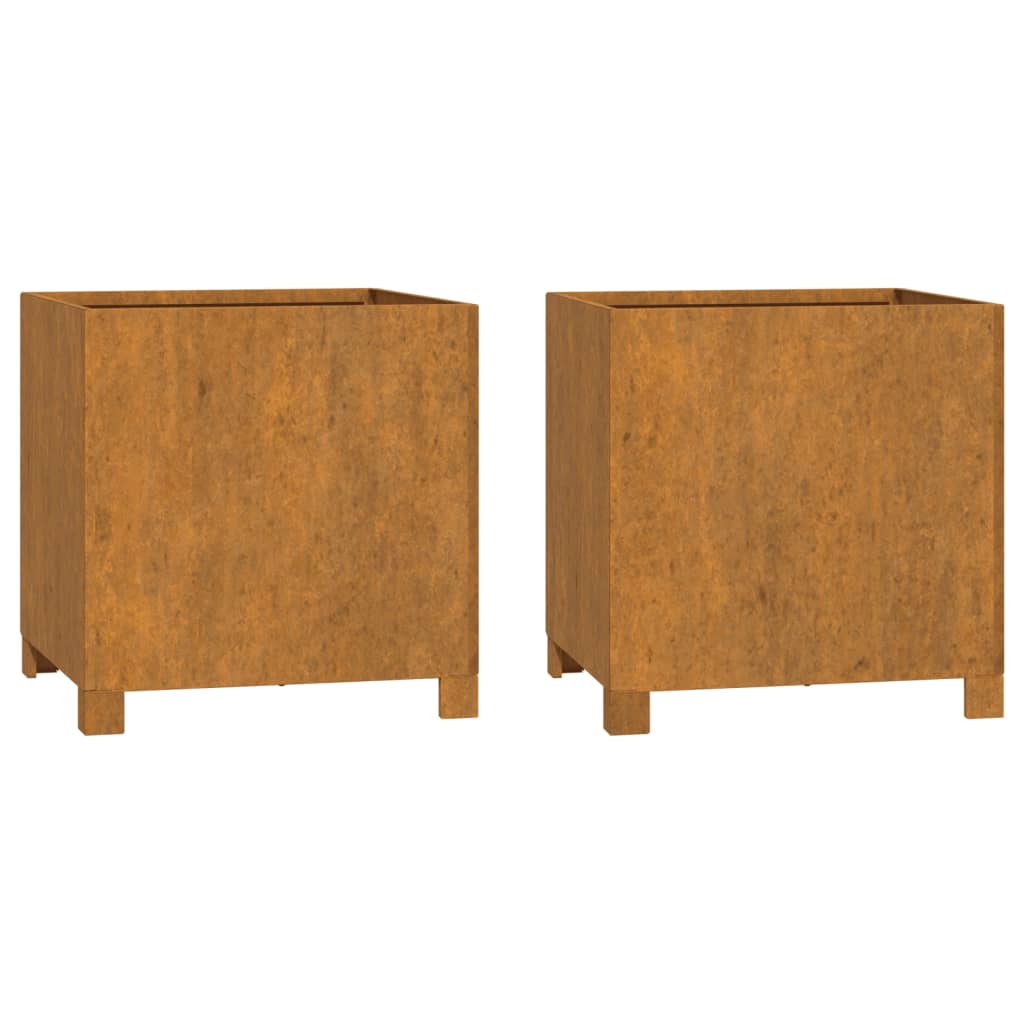 Plantenbakken Met Poten 2 St Roestig 42X40X43 Cm Cortenstaal