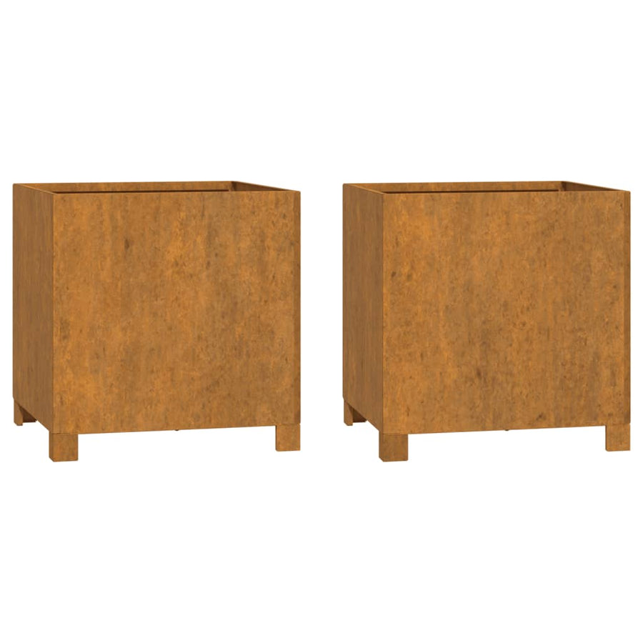 Plantenbakken Met Poten 2 St Roestig 42X40X43 Cm Cortenstaal