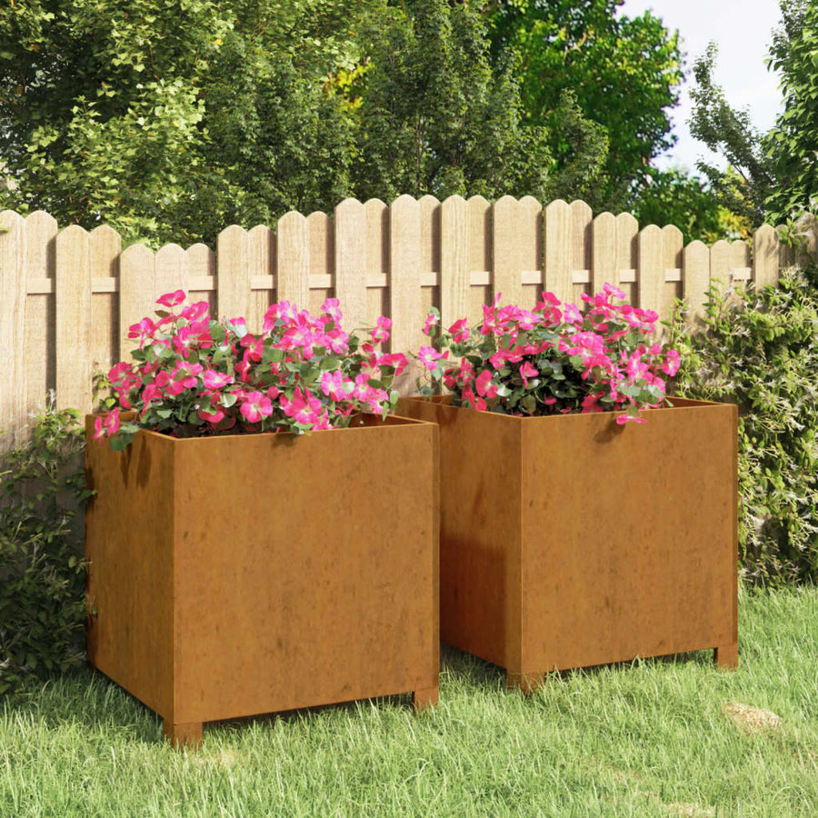 Plantenbakken Met Poten 2 St Roestig 42X40X43 Cm Cortenstaal