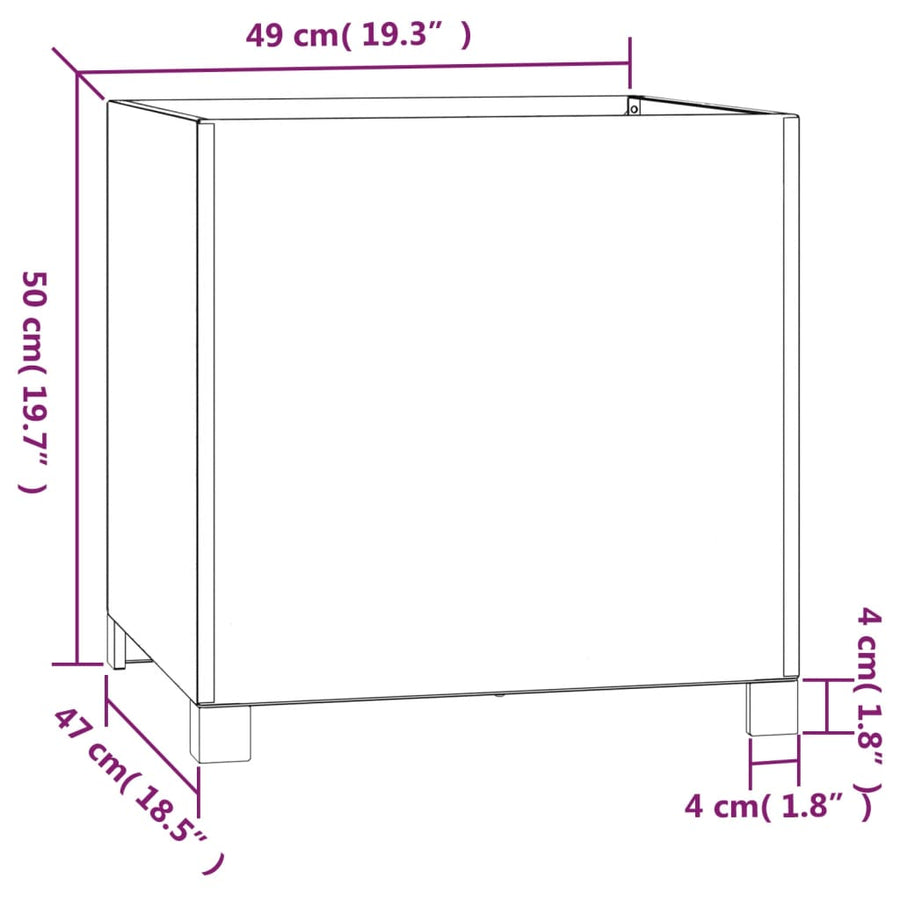 Plantenbak met poten roestig 49x47x50 cm cortenstaal 1 49 x 47 x 50 cm