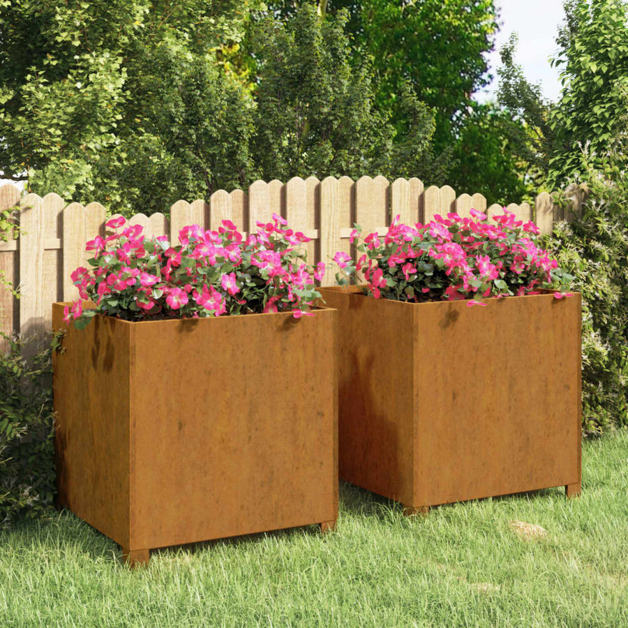 Plantenbakken Met Poten 2 St Roestig 49X47X50 Cm Cortenstaal