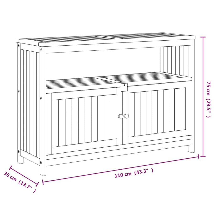 Tuinwandtafel 110x35x75 cm massief acaciahout 110 x 35 x 75 cm