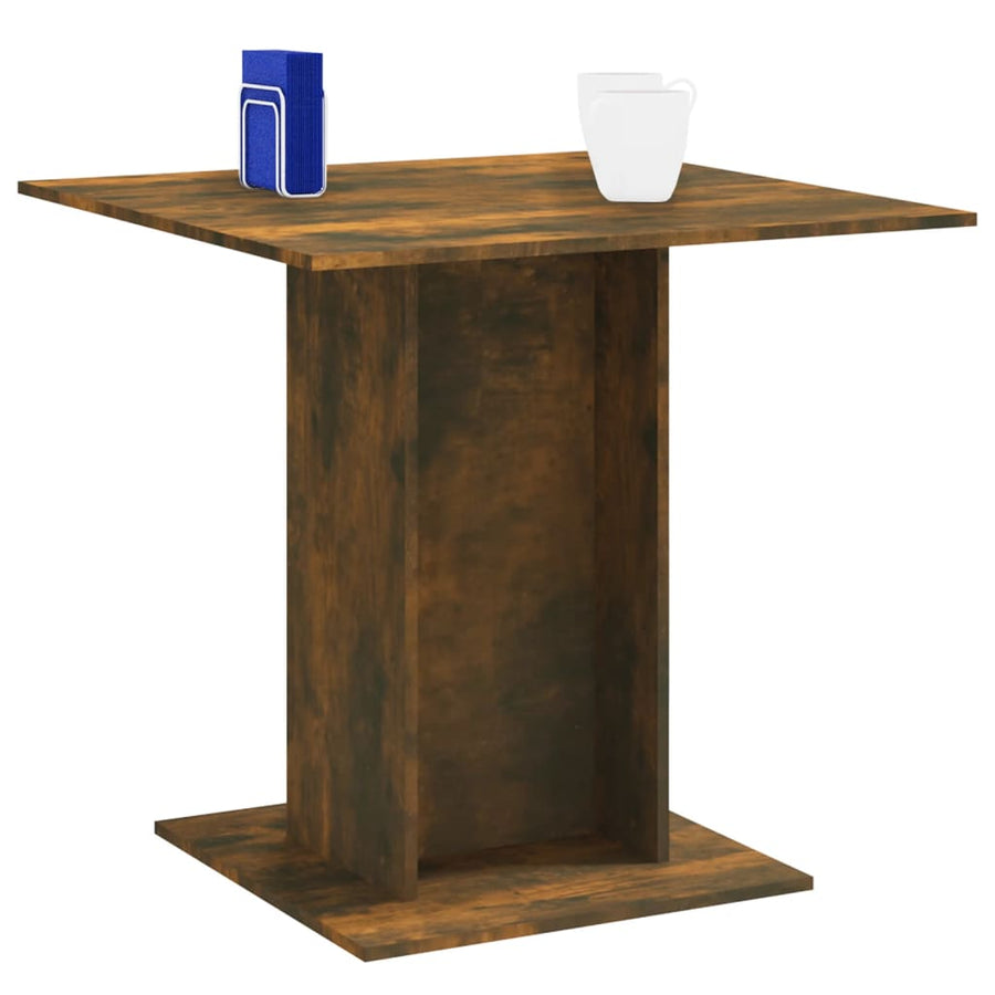Eettafel 80X80X75 Cm Bewerkt Hout Gerookt eiken