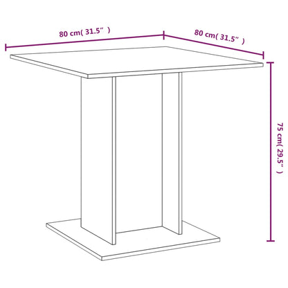 Eettafel 80X80X75 Cm Bewerkt Hout Gerookt eiken