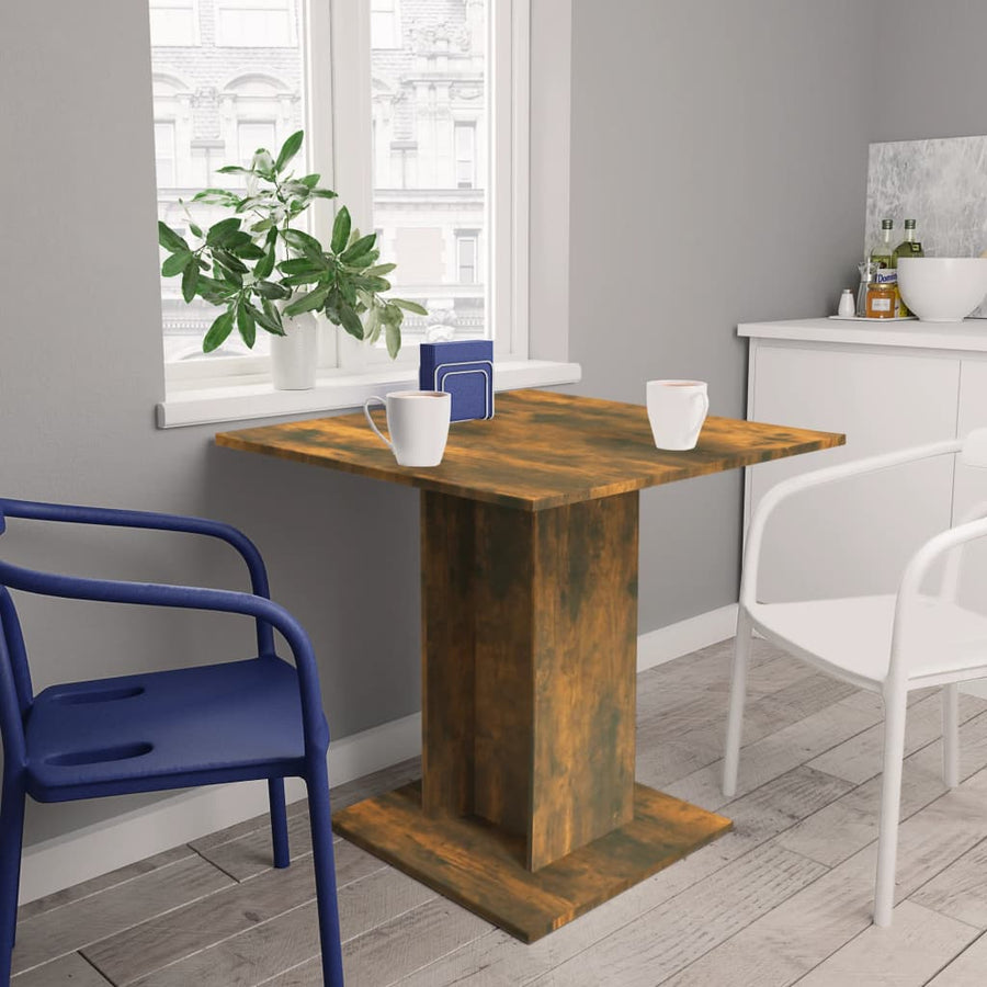Eettafel 80X80X75 Cm Bewerkt Hout Gerookt eiken