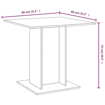 Eettafel 80X80X75 Cm Bewerkt Hout Eikenkleurig Grijs sonoma