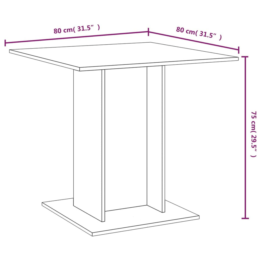 Eettafel 80X80X75 Cm Bewerkt Hout Eikenkleurig Grijs sonoma