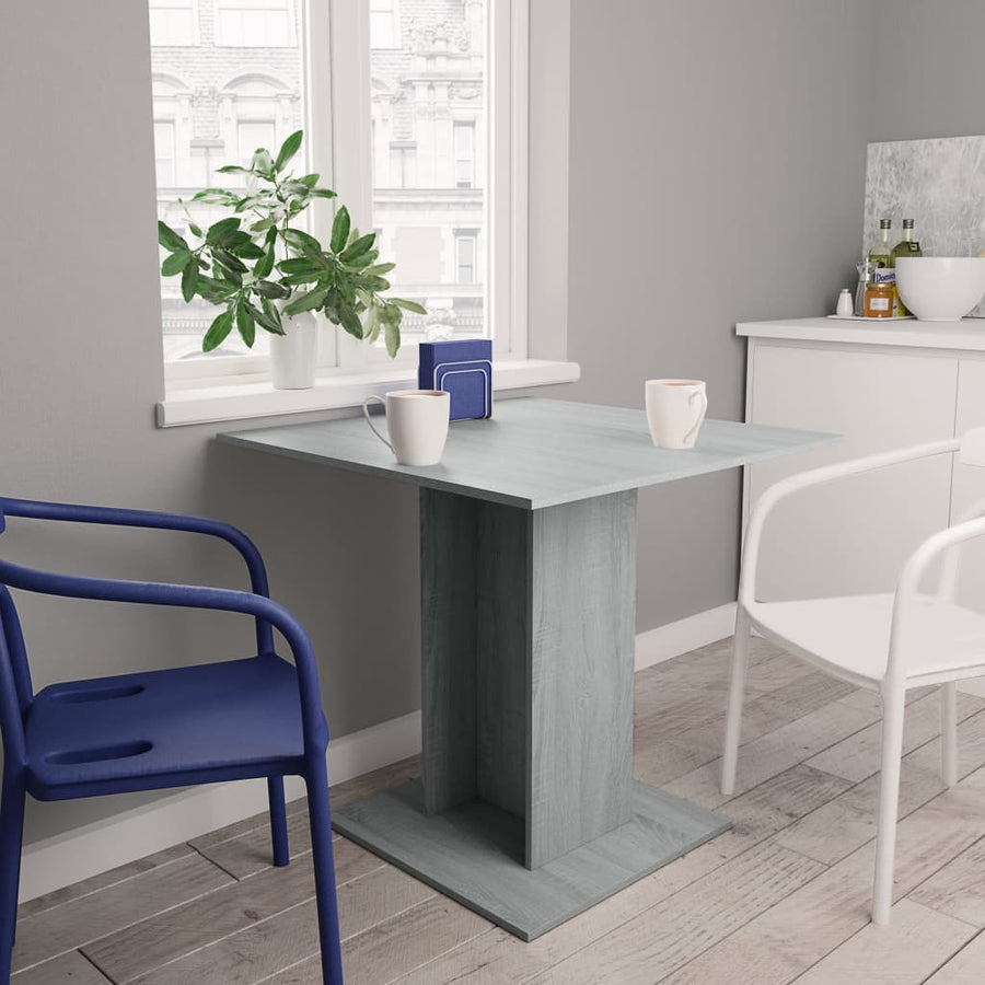 Eettafel 80X80X75 Cm Bewerkt Hout Eikenkleurig Grijs sonoma