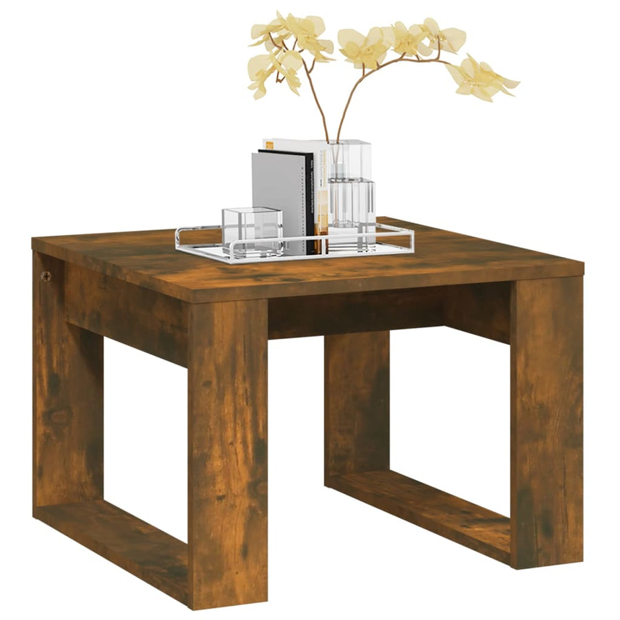 Bijzettafel 50X50X35 Cm Bewerkt Hout Gerookt Eikenkleurig 1