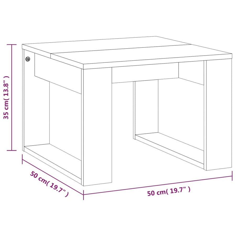 Bijzettafel 50X50X35 Cm Bewerkt Hout Gerookt Eikenkleurig 1