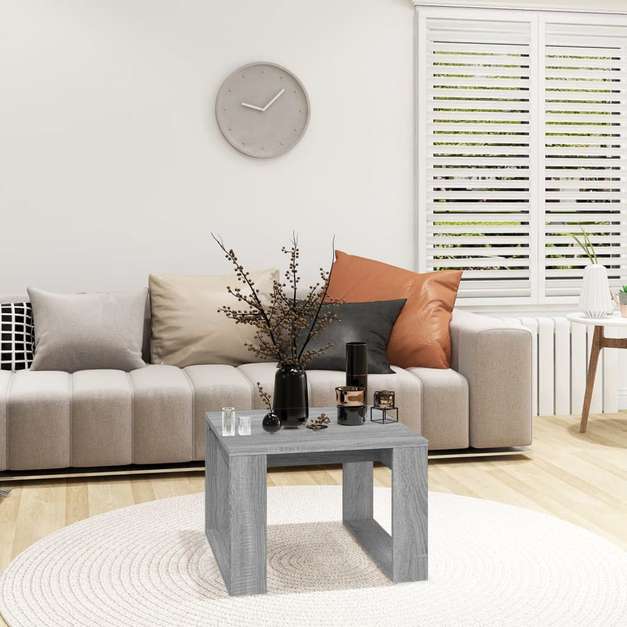 Bijzettafel 50X50X35 Cm Bewerkt Hout Eikenkleurig Grijs sonoma