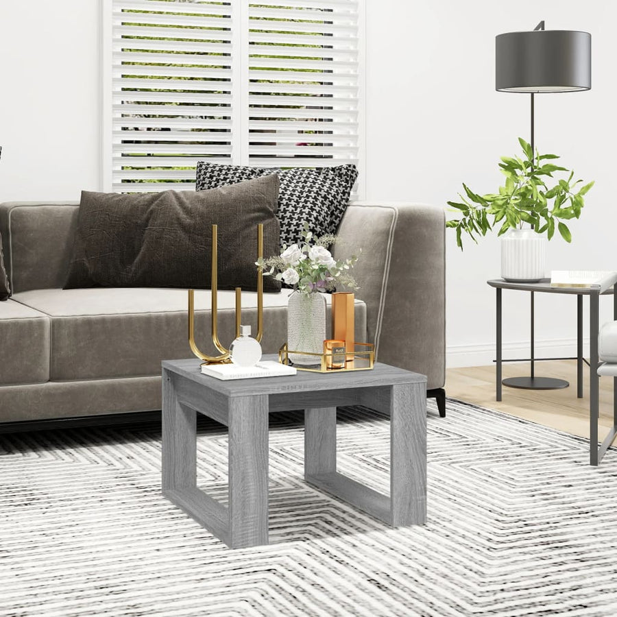 Bijzettafel 50X50X35 Cm Bewerkt Hout Eikenkleurig Grijs sonoma