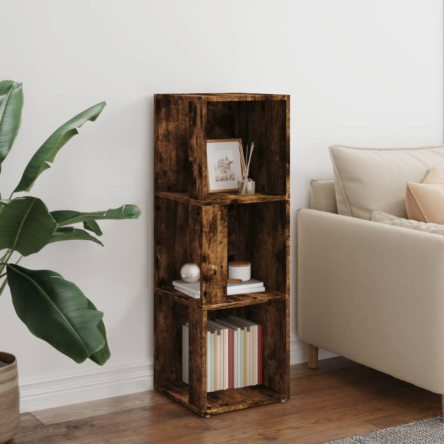 Hoekkast 33x33x100 cm bewerkt hout gerookt eikenkleurig 33 x 33 x 100 cm Gerookt eiken