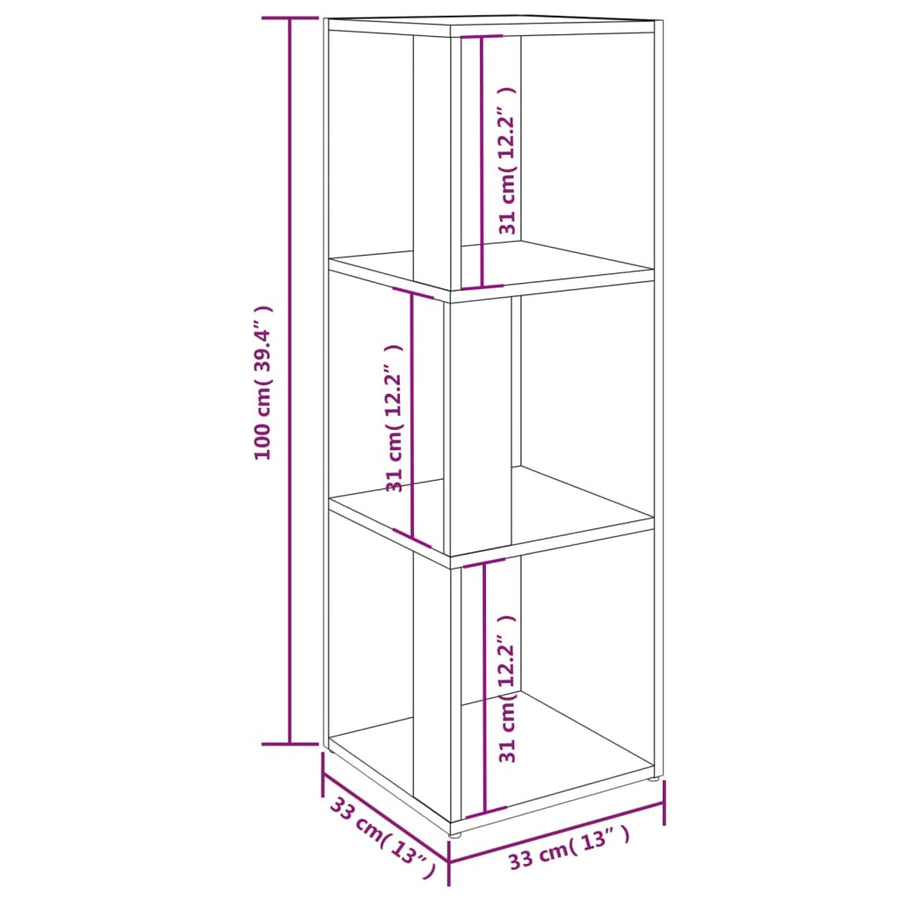 Hoekkast 33x33x100 cm bewerkt hout gerookt eikenkleurig 33 x 33 x 100 cm Gerookt eiken