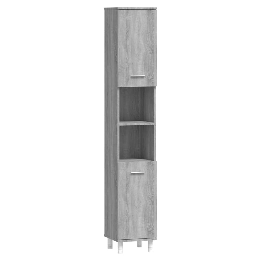 Badkamerkast 30x30x179cm bewerkt hout grijs sonoma eikenkleurig Grijs sonoma