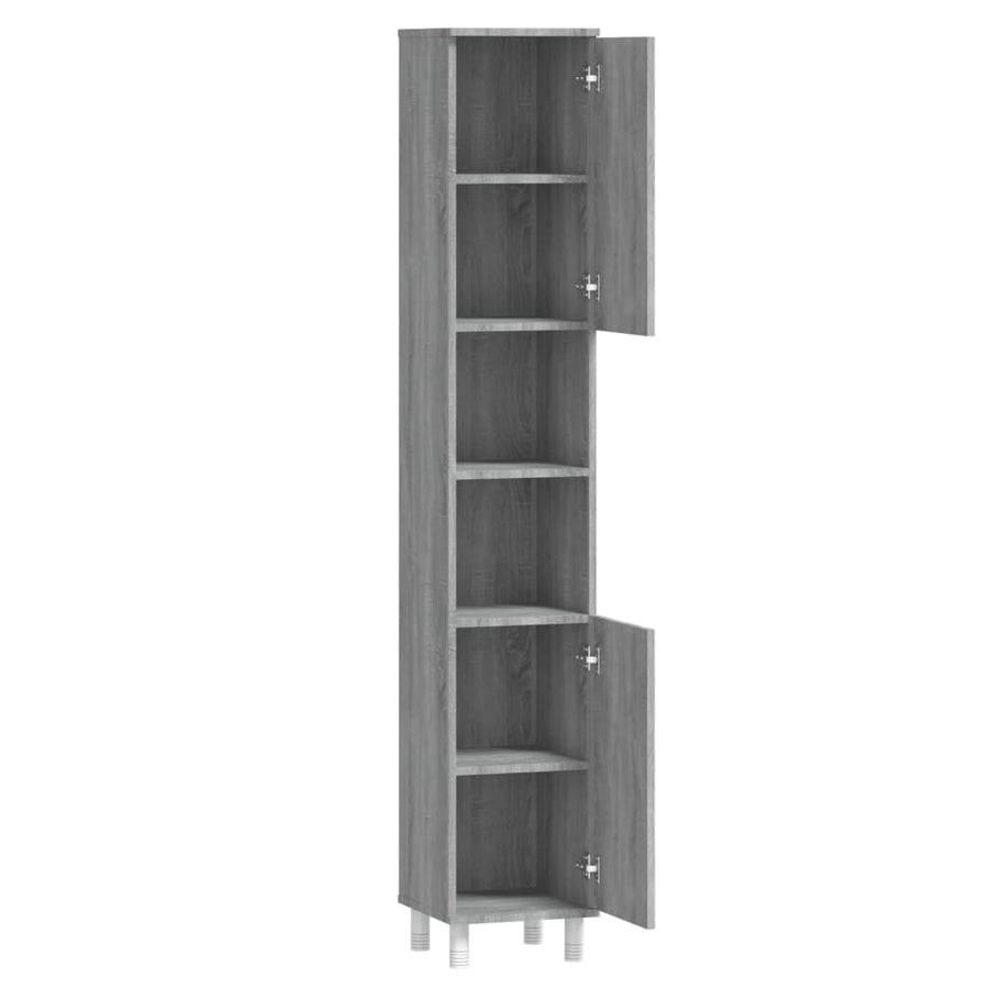 Badkamerkast 30x30x179cm bewerkt hout grijs sonoma eikenkleurig Grijs sonoma