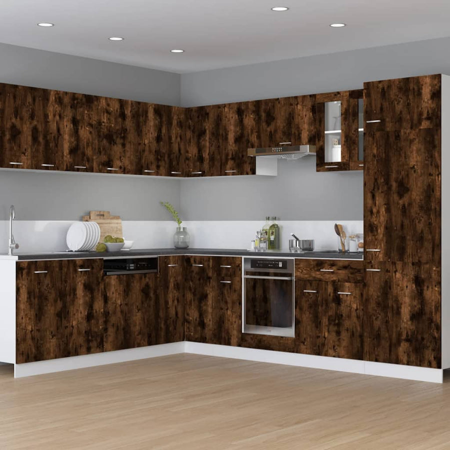 Ovenkast 60x46x81,5 cm bewerkt hout gerookt eikenkleurig Ovenkast