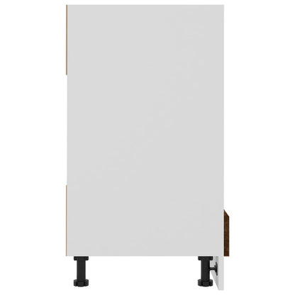 Ovenkast 60x46x81,5 cm bewerkt hout gerookt eikenkleurig Ovenkast