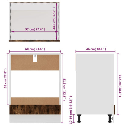 Ovenkast 60x46x81,5 cm bewerkt hout gerookt eikenkleurig Ovenkast