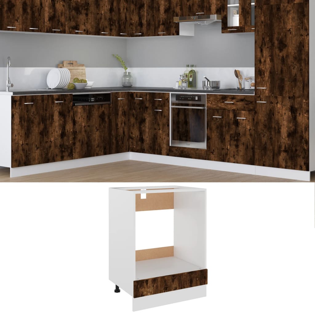Ovenkast 60x46x81,5 cm bewerkt hout gerookt eikenkleurig Ovenkast