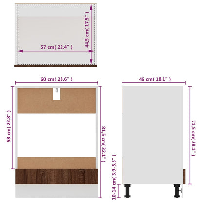 60X46X8,5 Cm Bewerkt Hout Bruin Eikenkleur Ovenkast