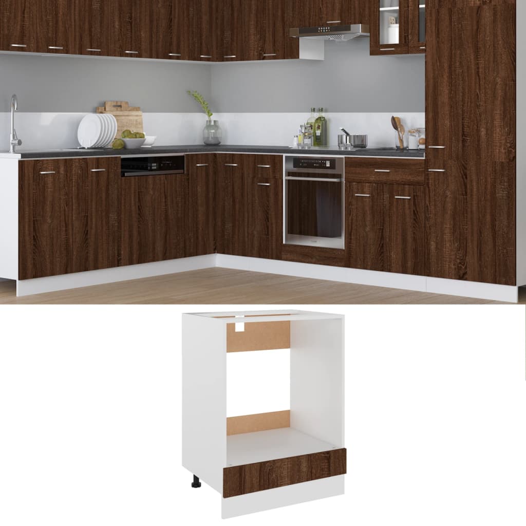 60X46X8,5 Cm Bewerkt Hout Bruin Eikenkleur Ovenkast