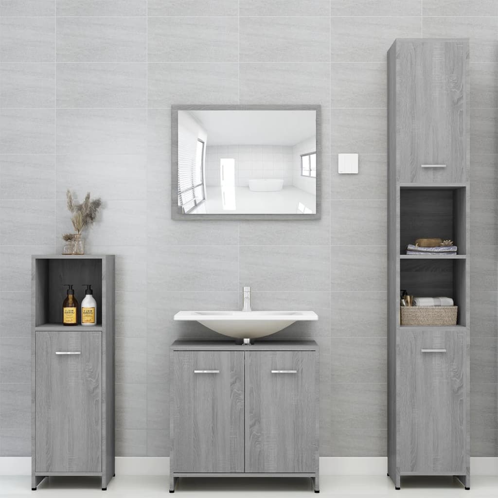 Badkamerkast 30X30X95 Cm Bewerkt Hout Eikenkleurig Grijs sonoma