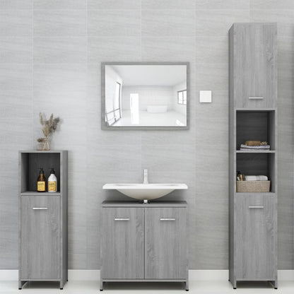 Badkamerkast 30X30X95 Cm Bewerkt Hout Eikenkleurig Grijs sonoma