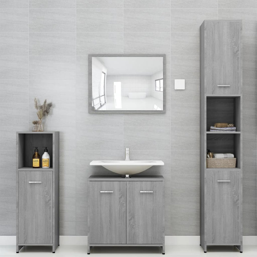 Badkamerkast 30X30X95 Cm Bewerkt Hout Eikenkleurig Grijs sonoma