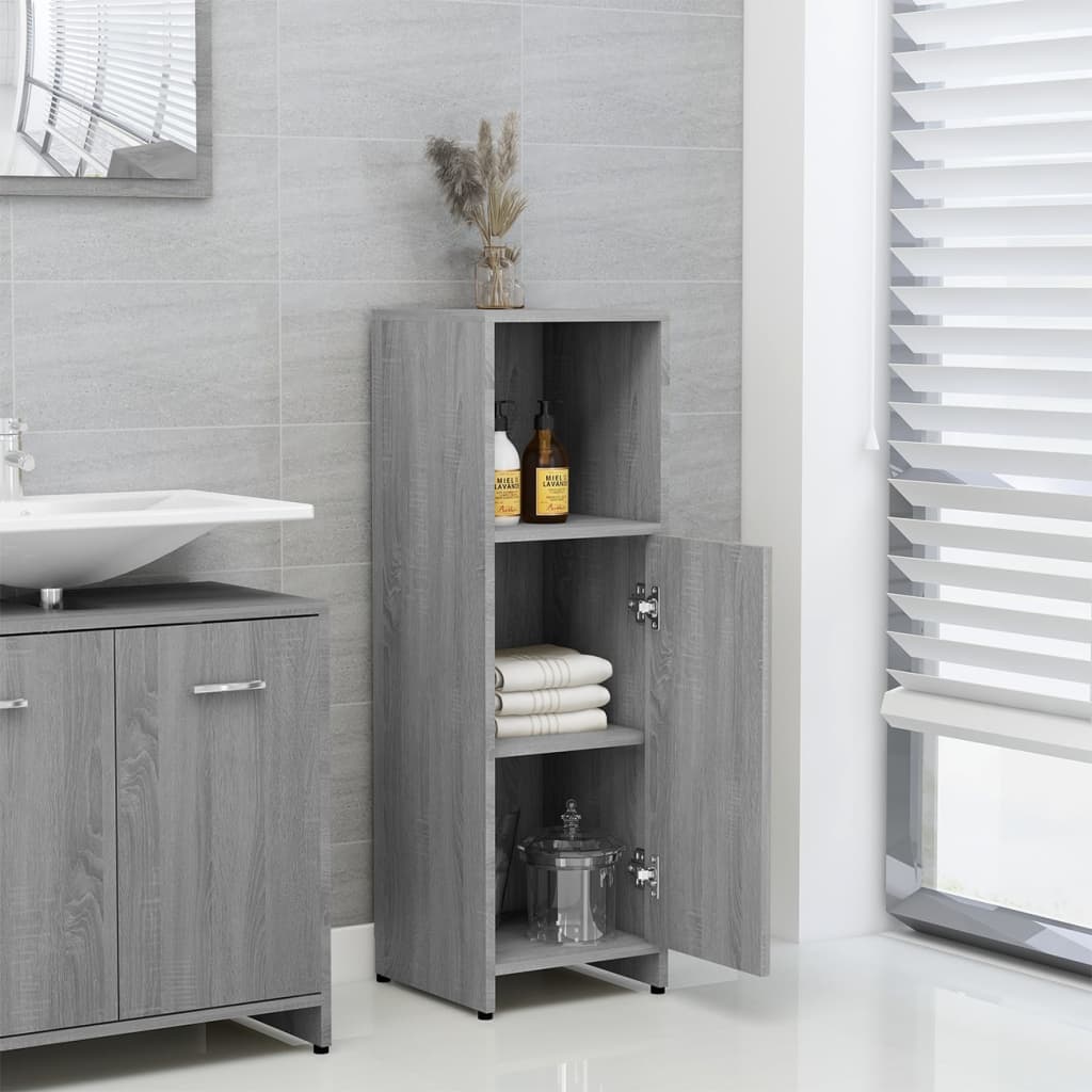 Badkamerkast 30X30X95 Cm Bewerkt Hout Eikenkleurig Grijs sonoma
