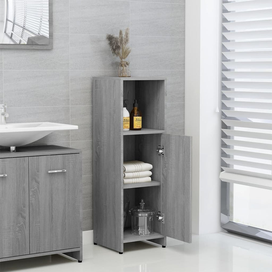 Badkamerkast 30X30X95 Cm Bewerkt Hout Eikenkleurig Grijs sonoma