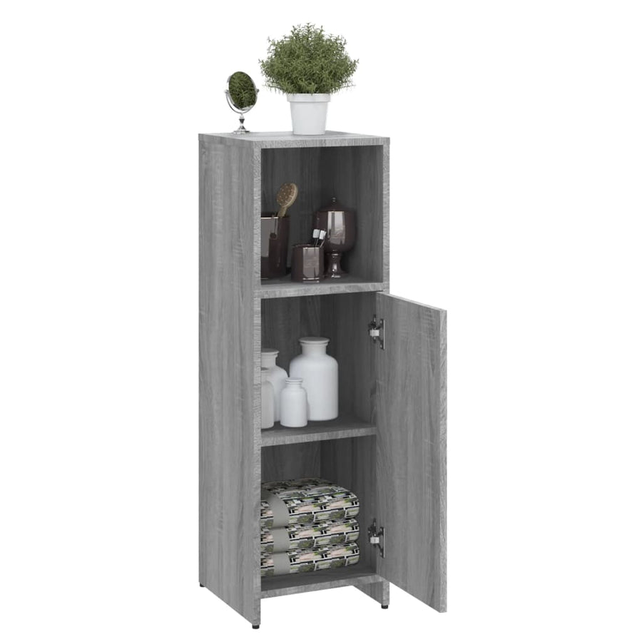 Badkamerkast 30X30X95 Cm Bewerkt Hout Eikenkleurig Grijs sonoma