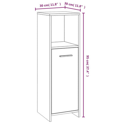 Badkamerkast 30X30X95 Cm Bewerkt Hout Eikenkleurig Grijs sonoma