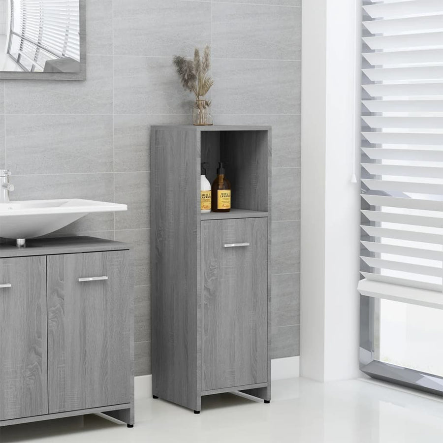 Badkamerkast 30X30X95 Cm Bewerkt Hout Eikenkleurig Grijs sonoma