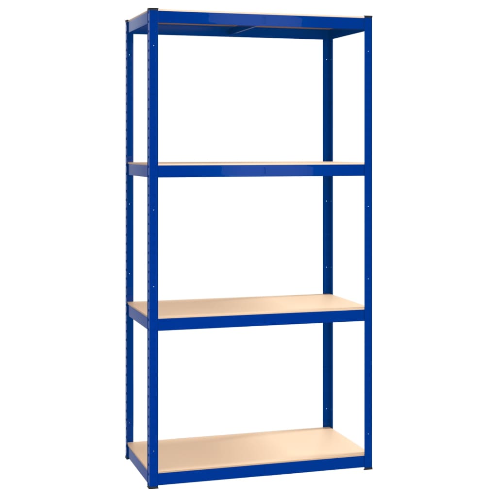 Opbergrek 4-Laags 3 St Staal & Bewerkt Hout Blauw 3