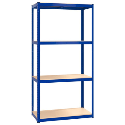 Opbergrek 4-Laags 3 St Staal & Bewerkt Hout Blauw 3