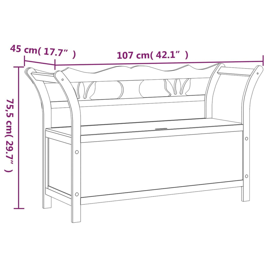 Bankje 107X45X75,5 Cm Massief Vurenhout Grijs