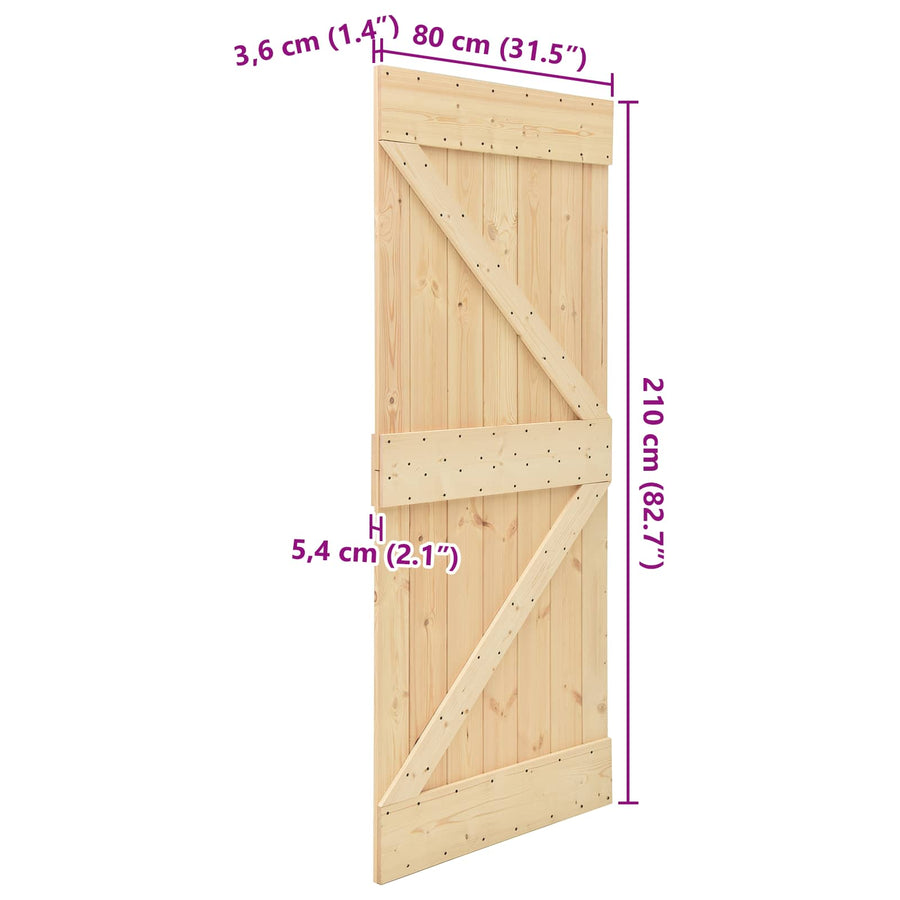 Deur NARVIK Naturel 80 x 210 cm Massief Grenenhout