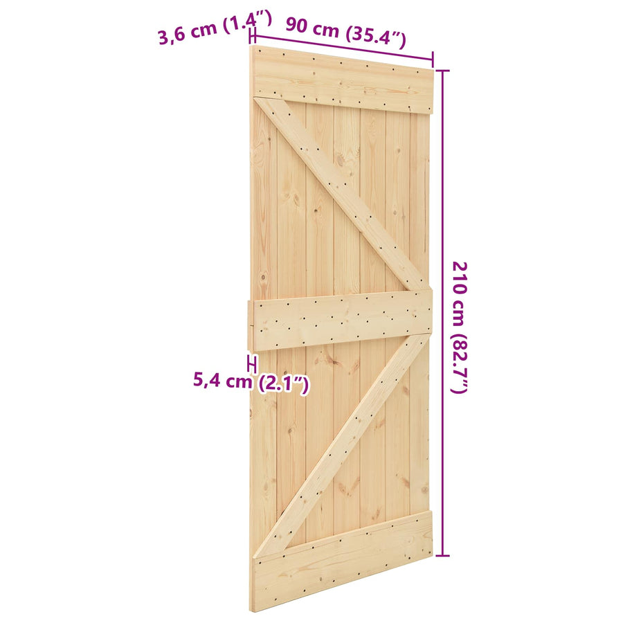 Deur NARVIK Naturel 90 x 210 cm Massief Grenenhout