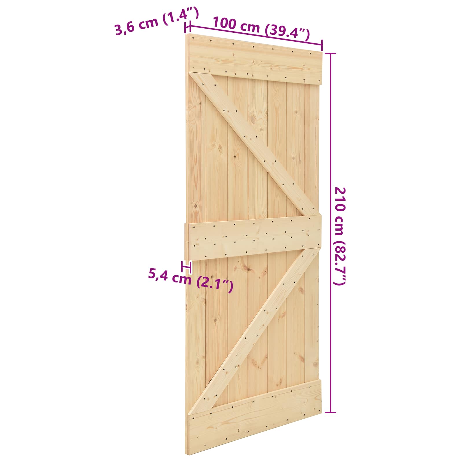 Deur NARVIK Naturel 100 x 210 cm Massief Grenenhout