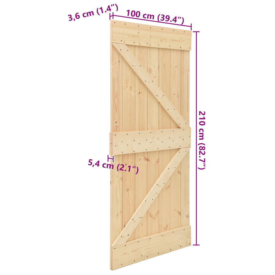 Deur NARVIK Naturel 100 x 210 cm Massief Grenenhout