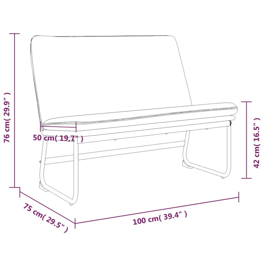 Bankje 100x75x76 cm stof donkergrijs