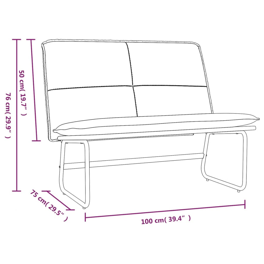 Bankje 100x75x76 cm kunstleer crèmekleurig
