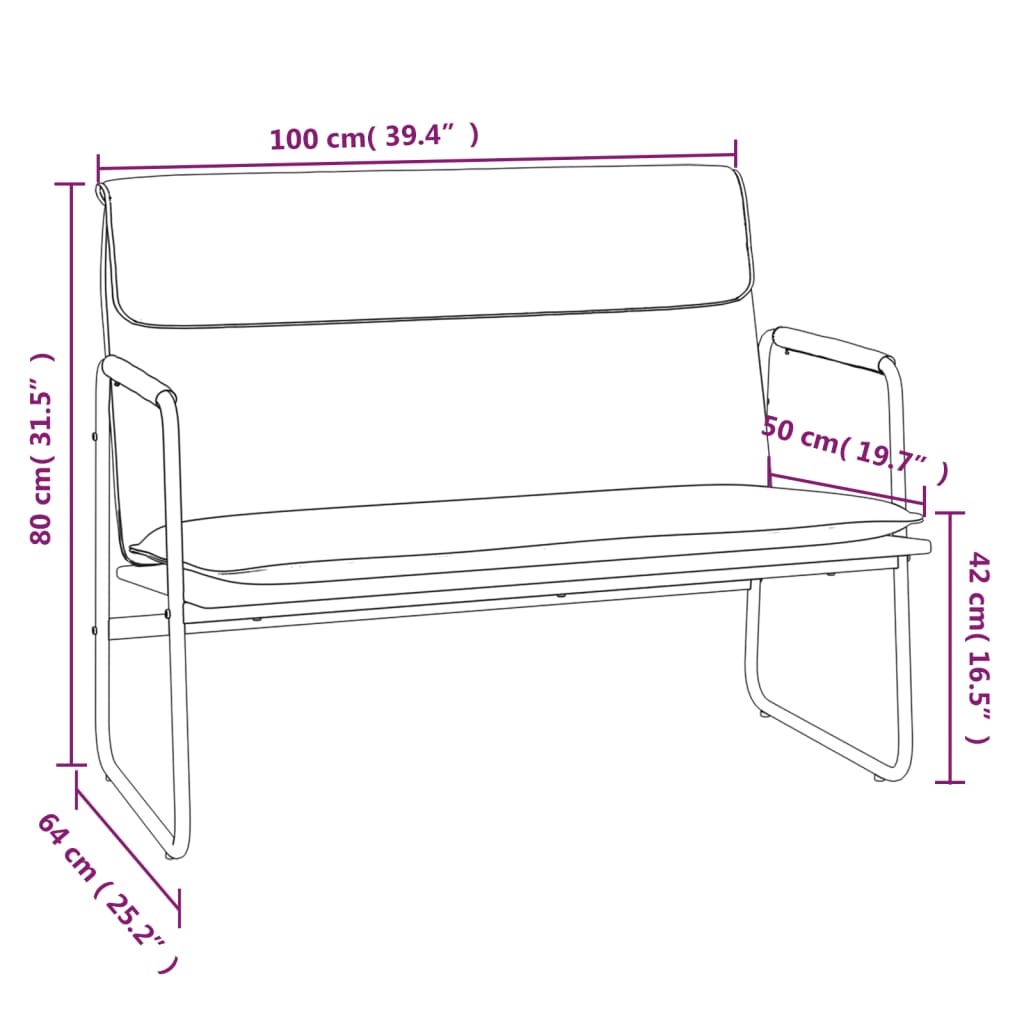 Bankje 100x64x80 cm kunstleer cappuccinokleurig