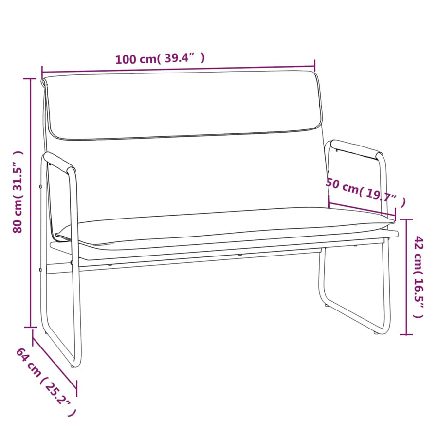 Bankje 100x64x80 cm kunstleer cappuccinokleurig